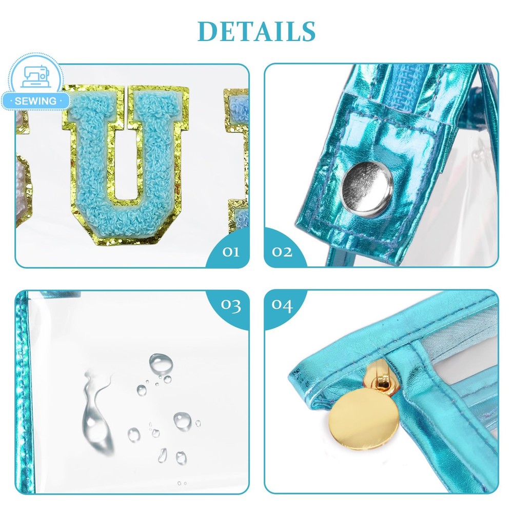 COSHAYSOO Clear Waterproof Makeup Bag Blue