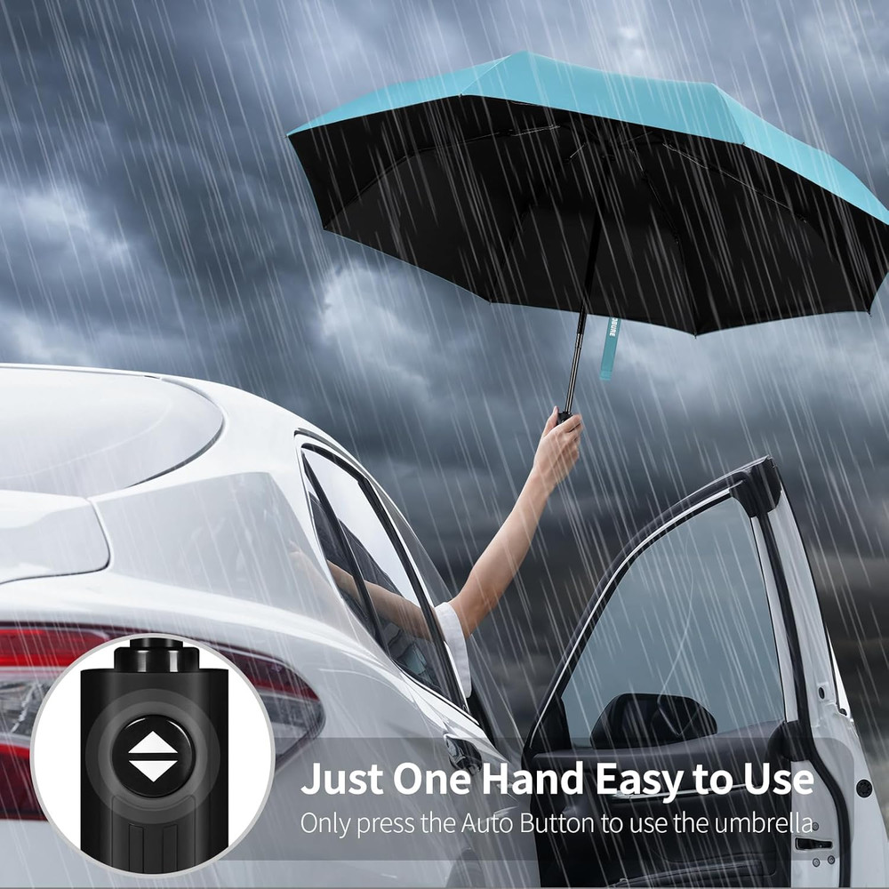 Compact Automatic Windproof Travel Umbrella - Lightweight Folding Design