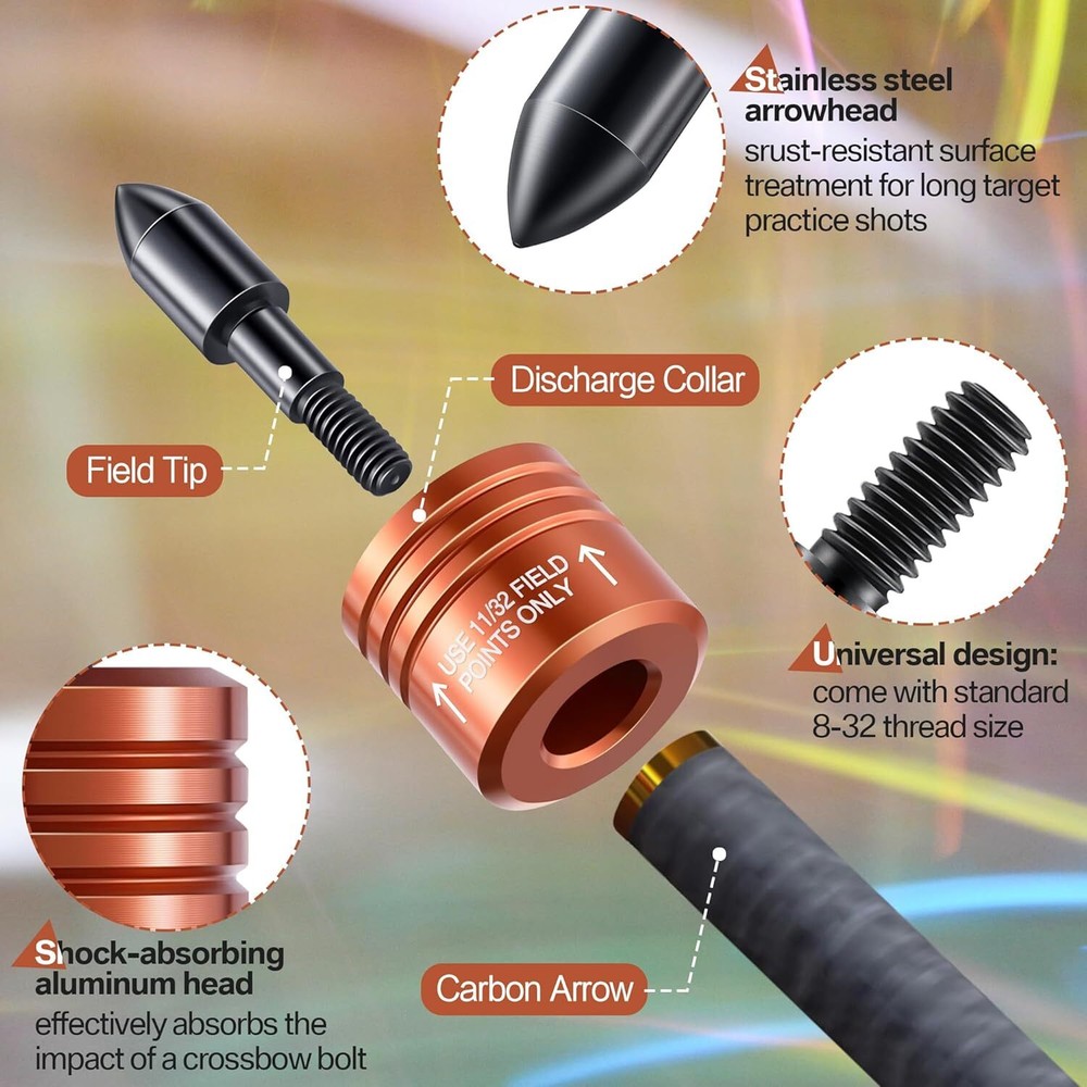 Feekoon 2 Pack Crossbow Bolt Decocking Head, Point Orange