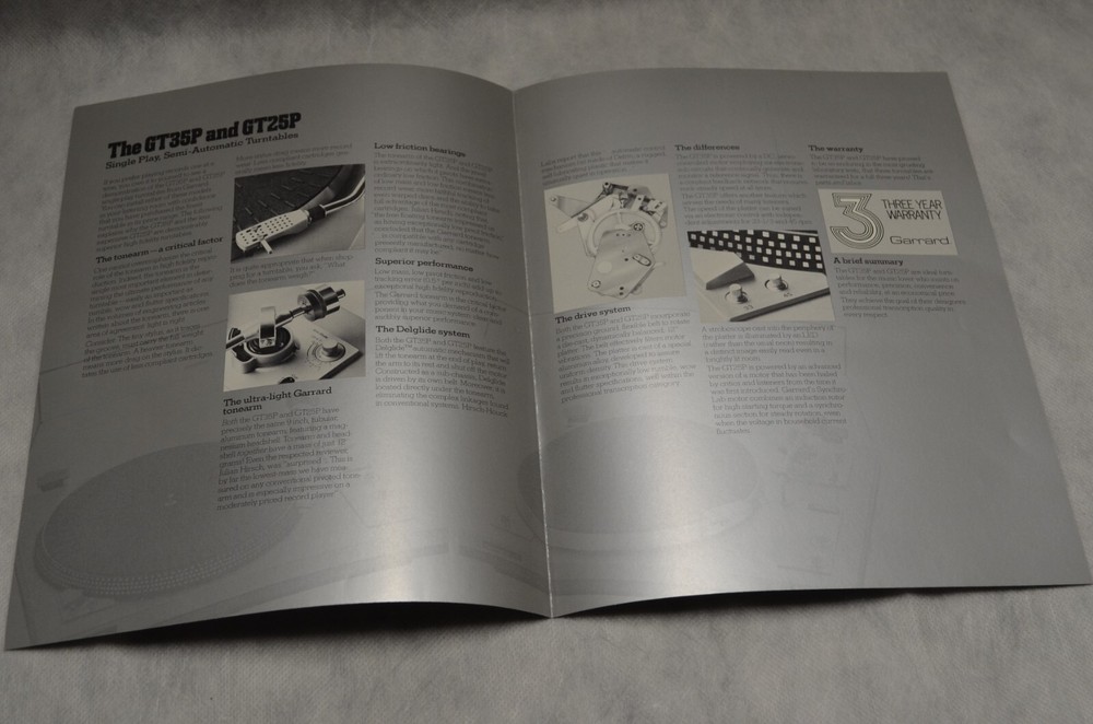 10 Data Sheets/Foldouts- Garrard &1 Foldout- Ferrograph. England. 1970s. Mint-