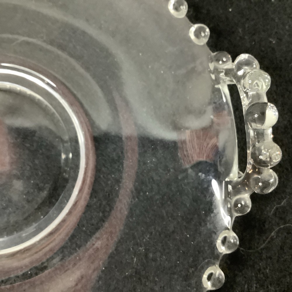 Candle wick Glass 7” Open Handle Plate Clear