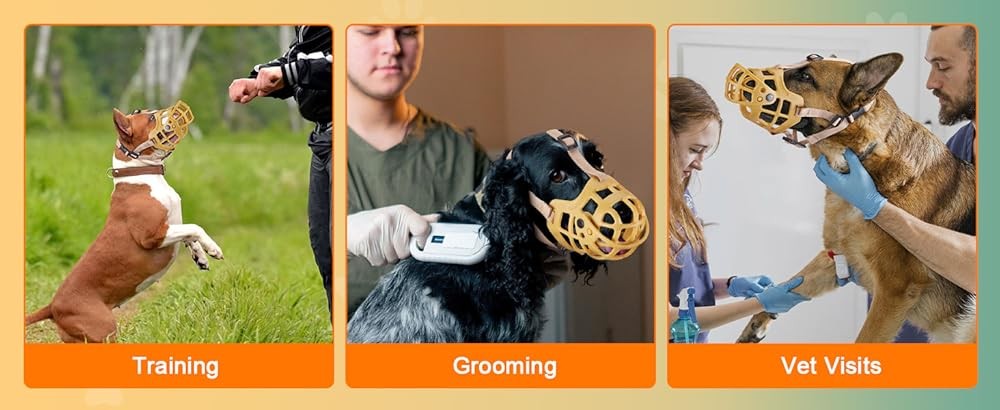 Dog Muzzle, Adjustable Dog Basket Muzzle with Movable Cover to