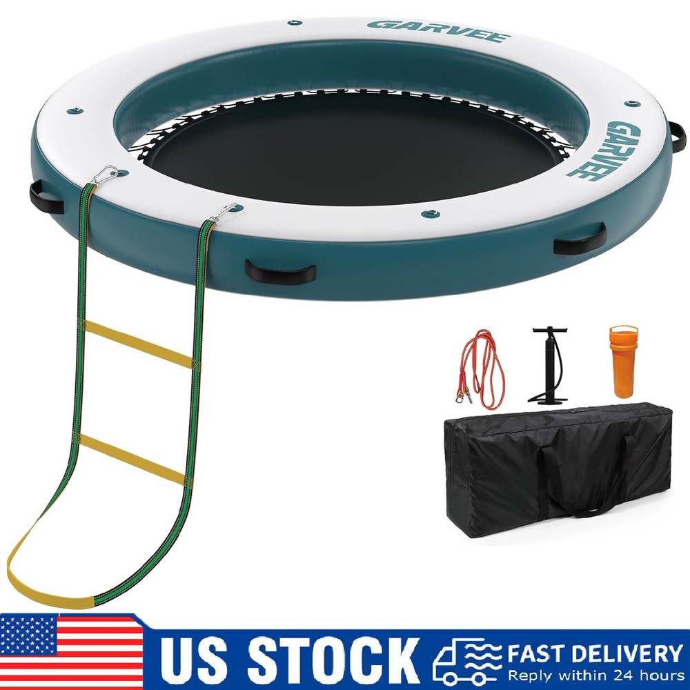 8FT Inflatable Floating Dock ，Round Inflatable Water Hammock Dock Platform Mat