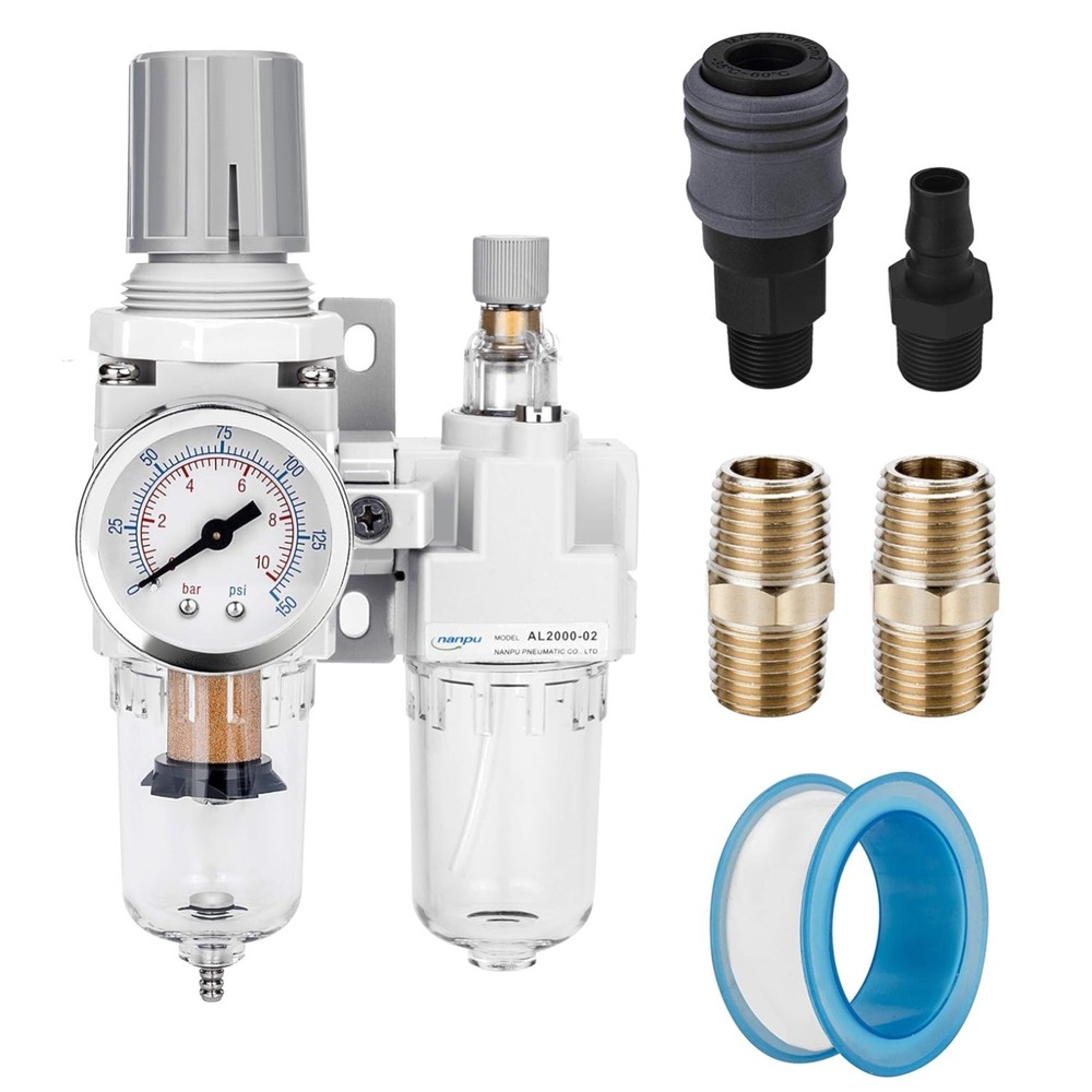 1/4" NPT Air Filter Regulator Lubricator Combo