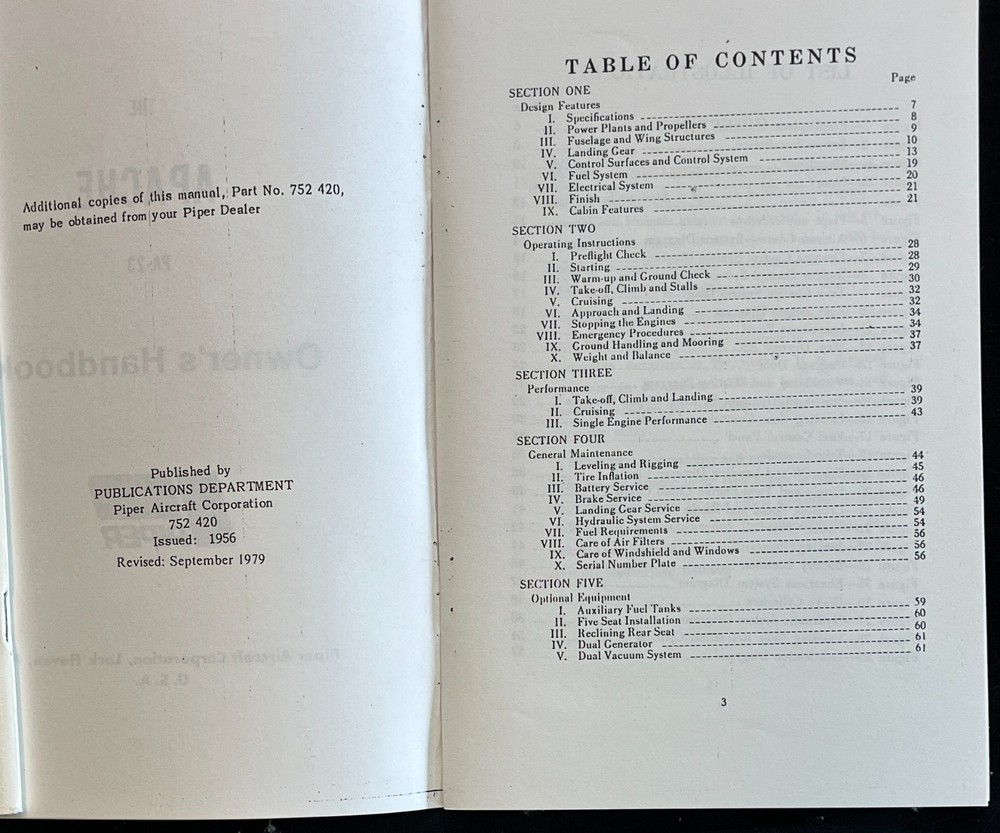 Piper Apache PA-23 Owner's Handbook