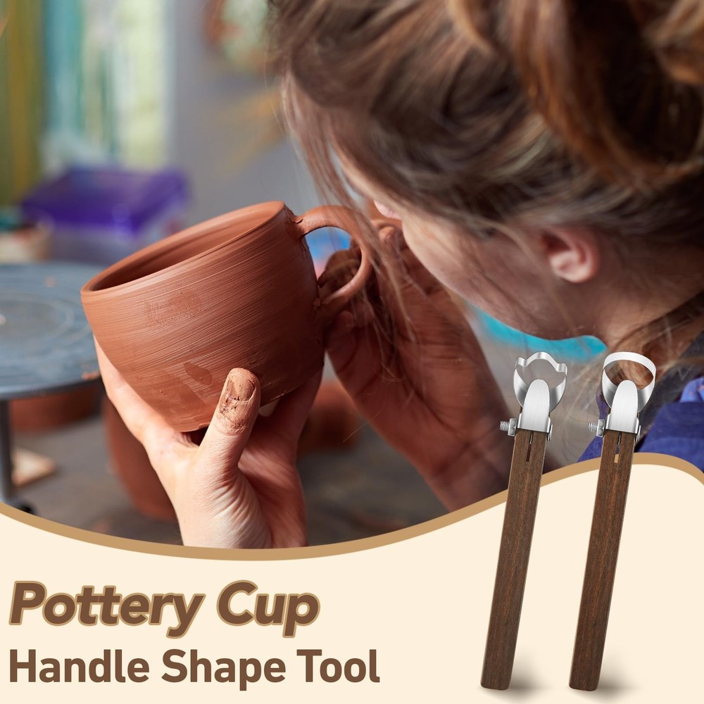 Therwen 2 Pcs Sculpture Scraper Pottery Carving Tool Pottery Cup Handle Shape...