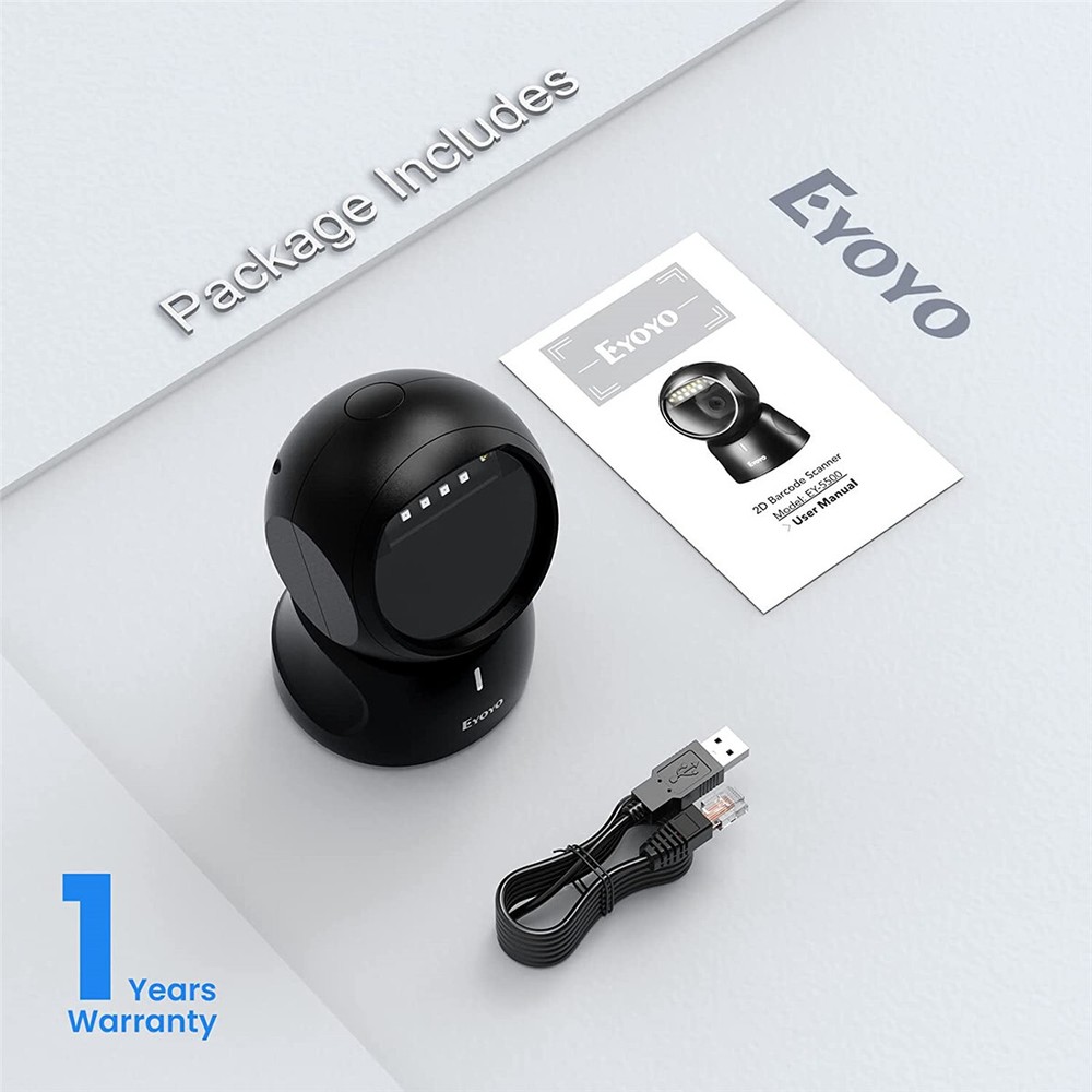 QR 2D Hands-Free Omnidirectional Automatic Sensing USB Desktop Barcode Scanner
