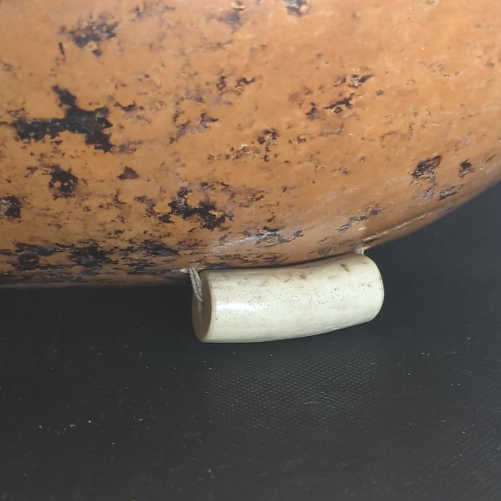 Large Gourd Bowl Cornucopia basket deer antler handle cabin rustic decor
