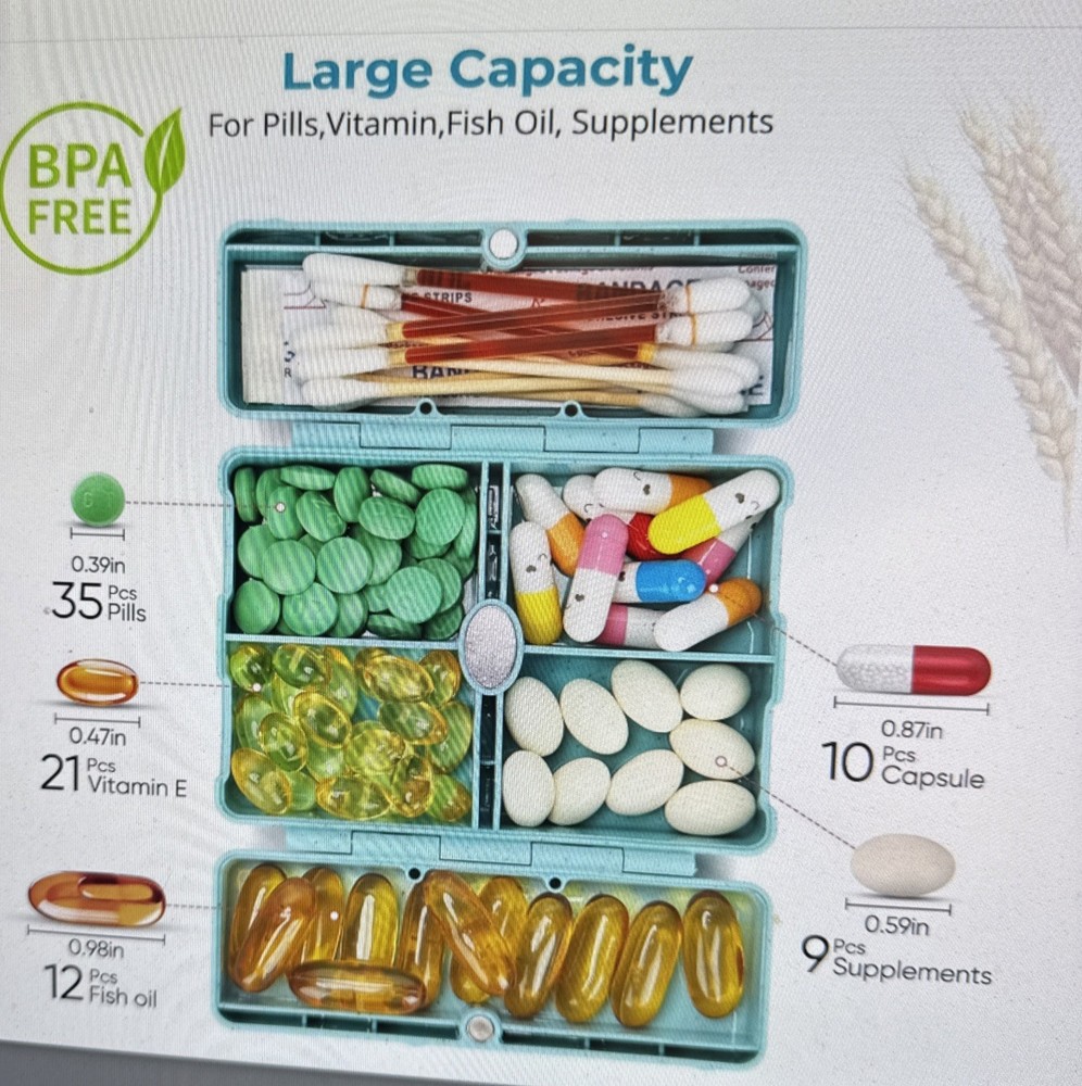Zentiky Small Pill Organizer With Labels