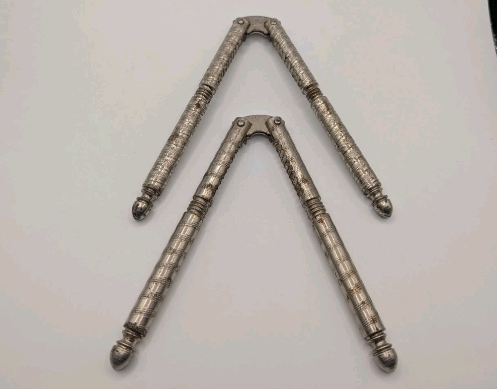 Pair Vintage Nutcracker Nut Cracker Silver Metal 5"