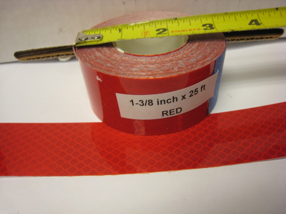 Solid RED  Reflective   Conspicuity  Tape 1-3/8" x 25' Thick -