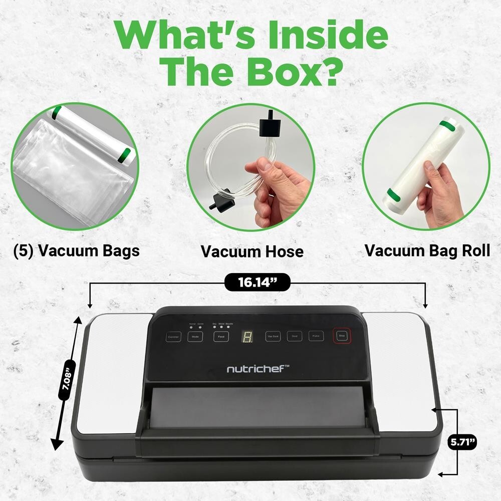 NutriChef Automatic Food Vacuum Sealer w/ Double Sealing Function (Black)