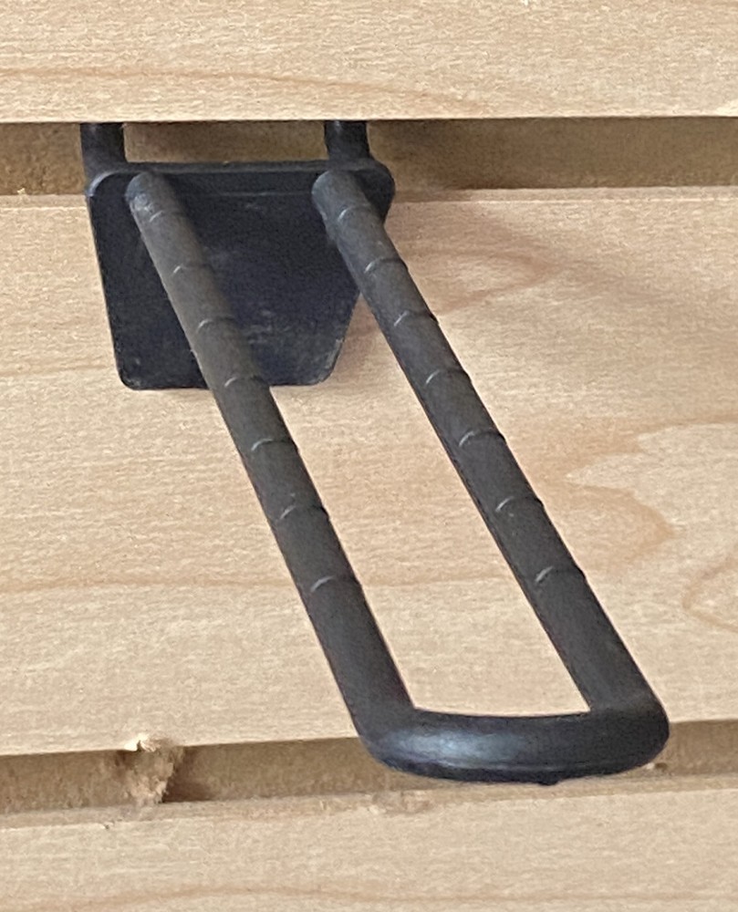 (6 PACK) 4.5 Inch Black Plastic Peg Loop Hooks for Pegboard & Slatwall