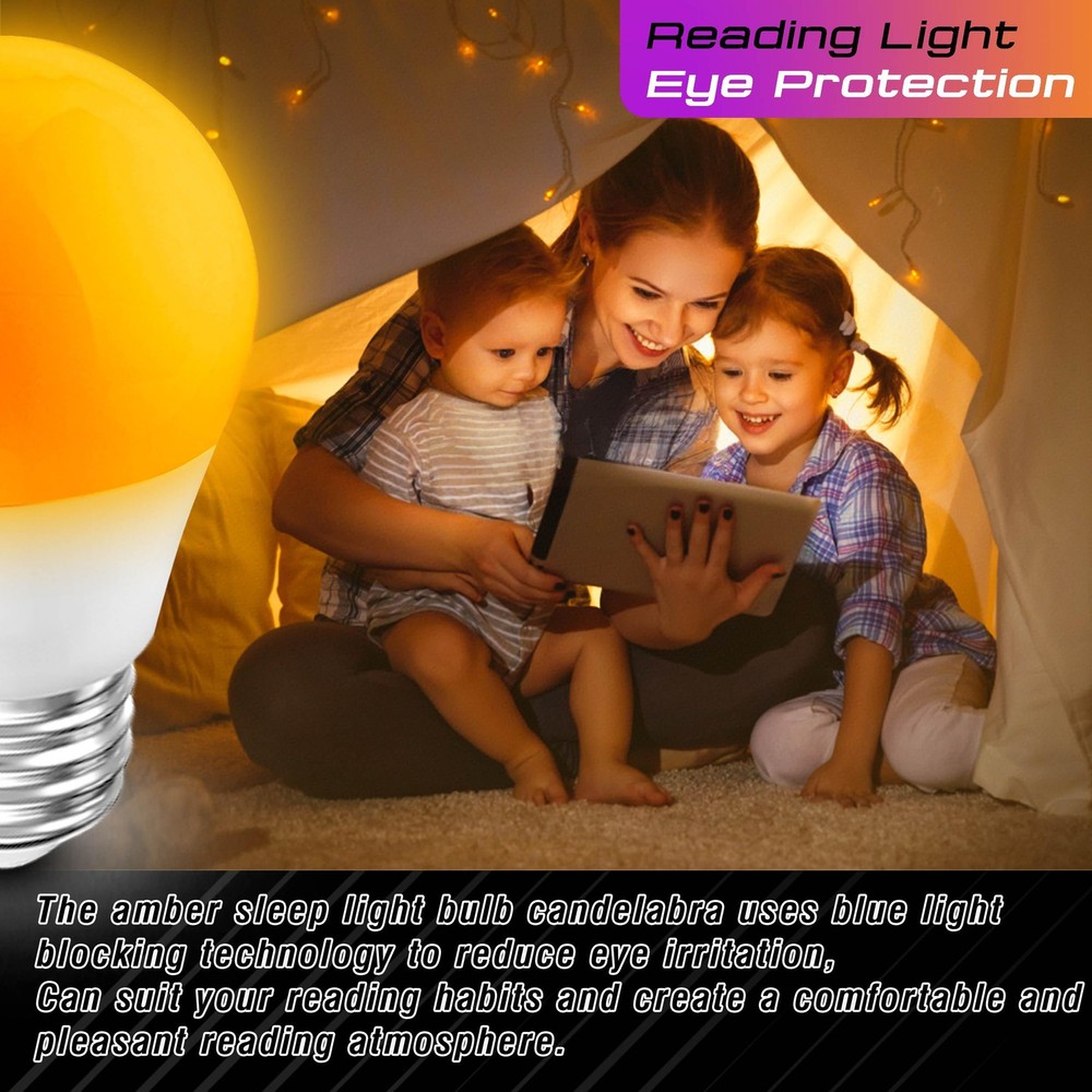 Amber Sleep Light Bulb, Blue Light Blocking, 1800K Warm Light Bulb 25-40W Equ...