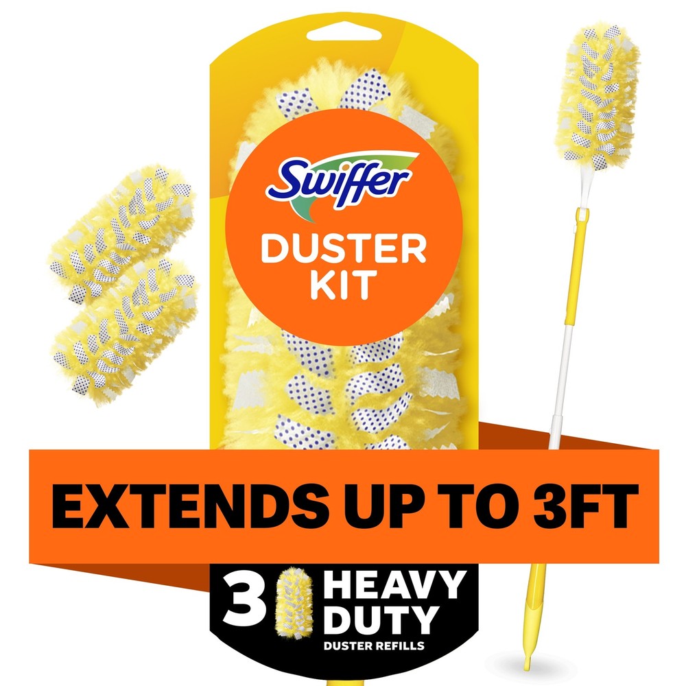 Extension Pole, Cleaning Kit includes 3ft Extendable Handle + 3 Duster Refills