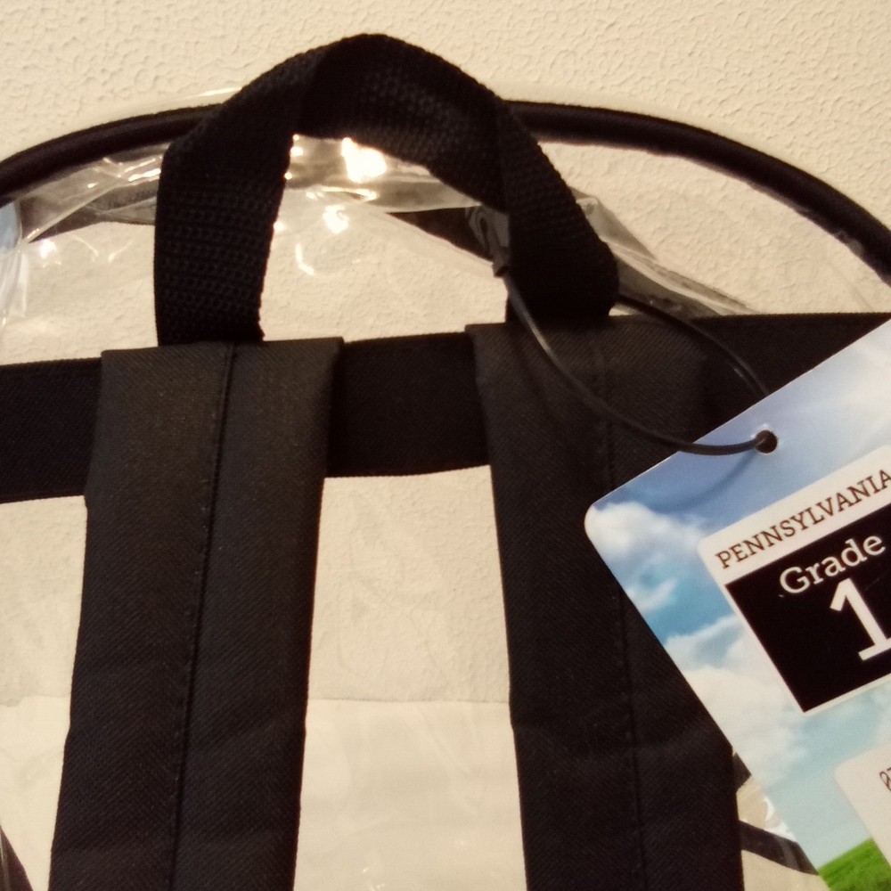 Invision Clear Black Double Adjustable Straps Top Handle Plastic Backpack NWT