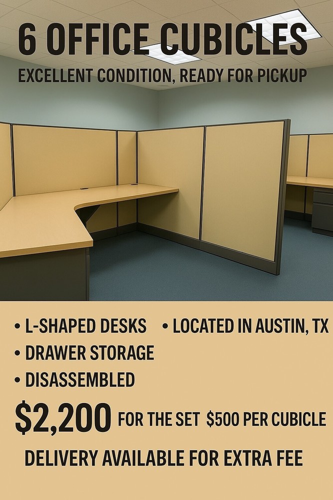 6 units 6' x 6' x 50" H Cubicles