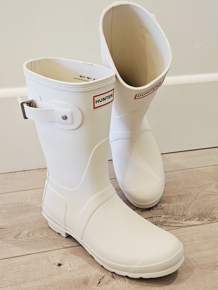 NEW HUNTER SIZE8 WOMEN'S ORIGINAL SHORT RAIN BOOTS IVORY
