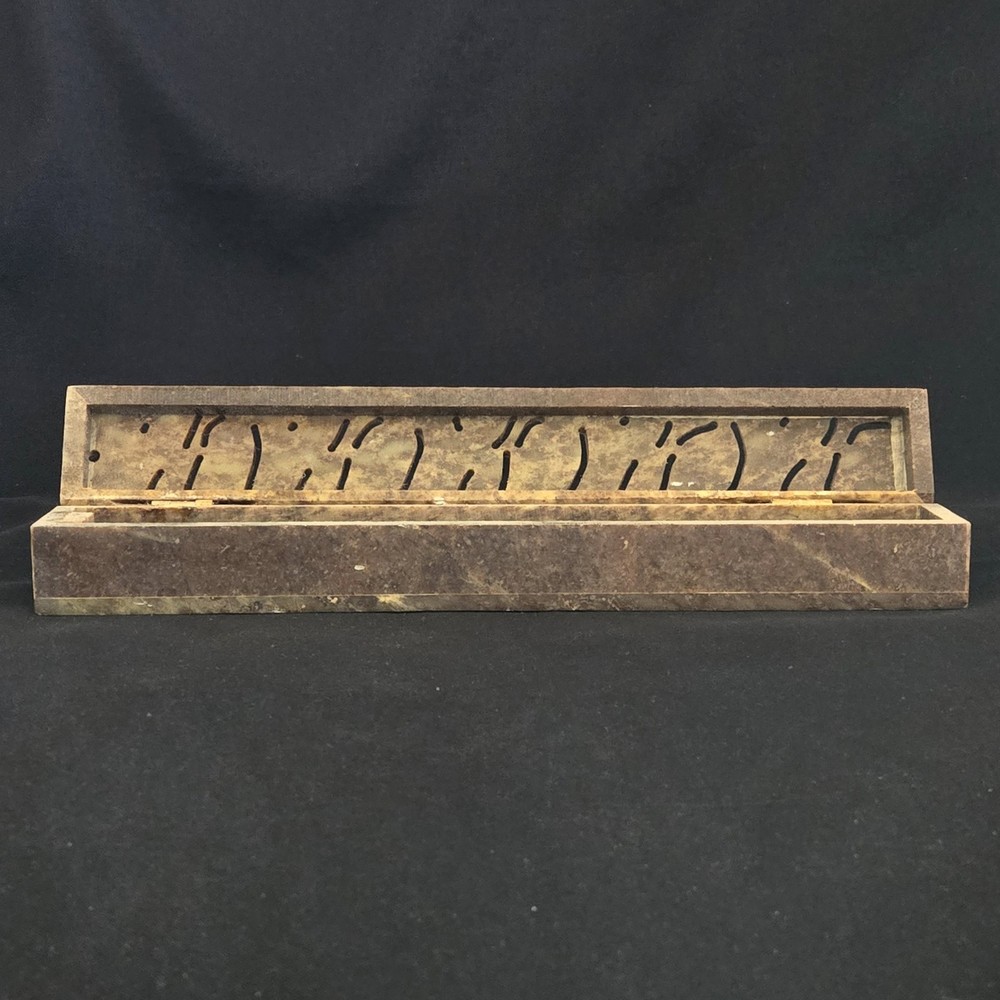 Soapstone Incense Burner Stick Holder Box Hinged Lid 10½" Long Unbranded Issues