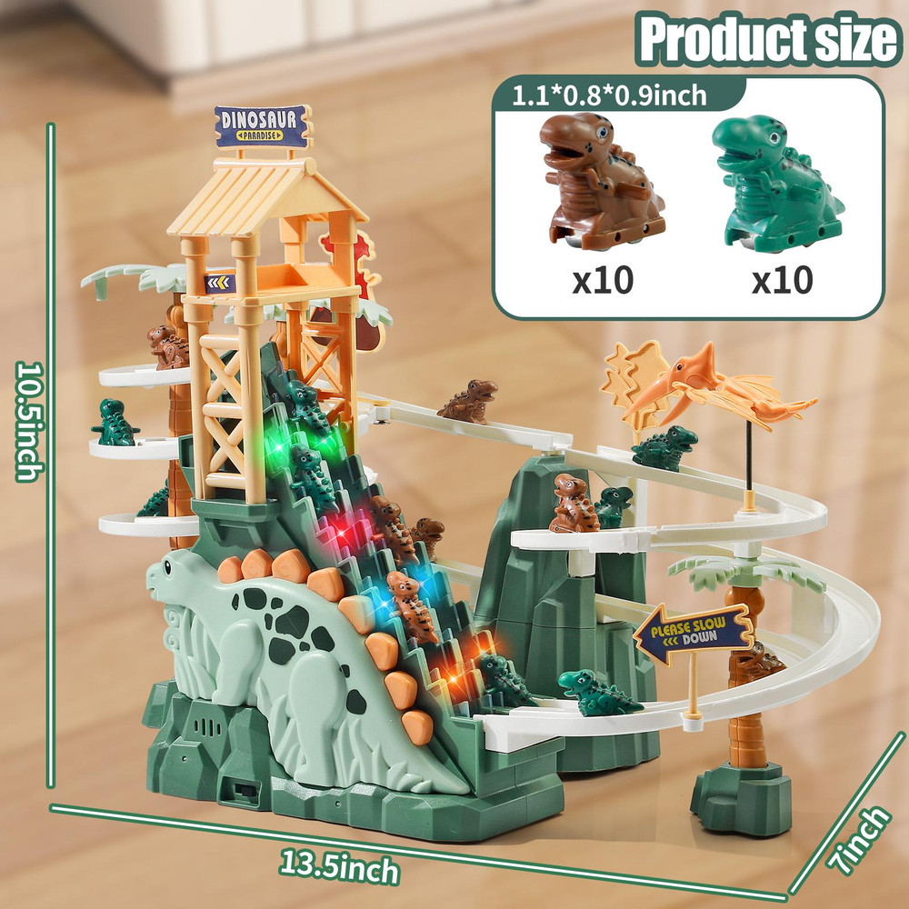 Dinosaur Climbing Slide Toy with Interactive Race Track
