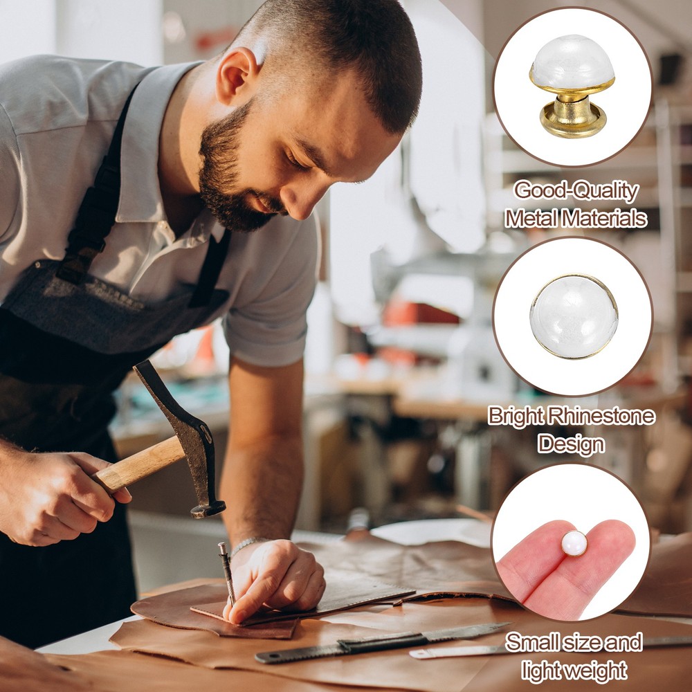 7.5mm Turquoise Studs Rivets, 30 Sets Leather Rivets, Black