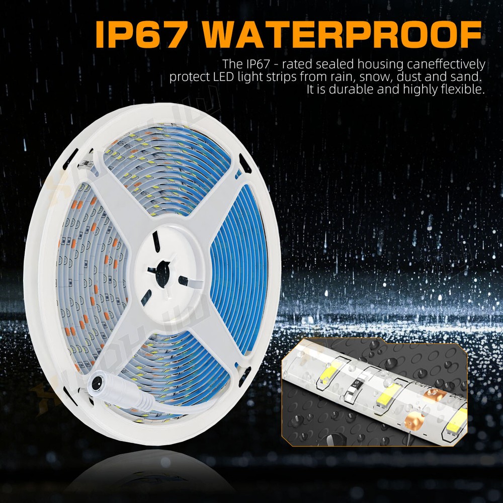 White 12V Wire 16FT LED Strip Lights Back Light 5050 Changing with Remote