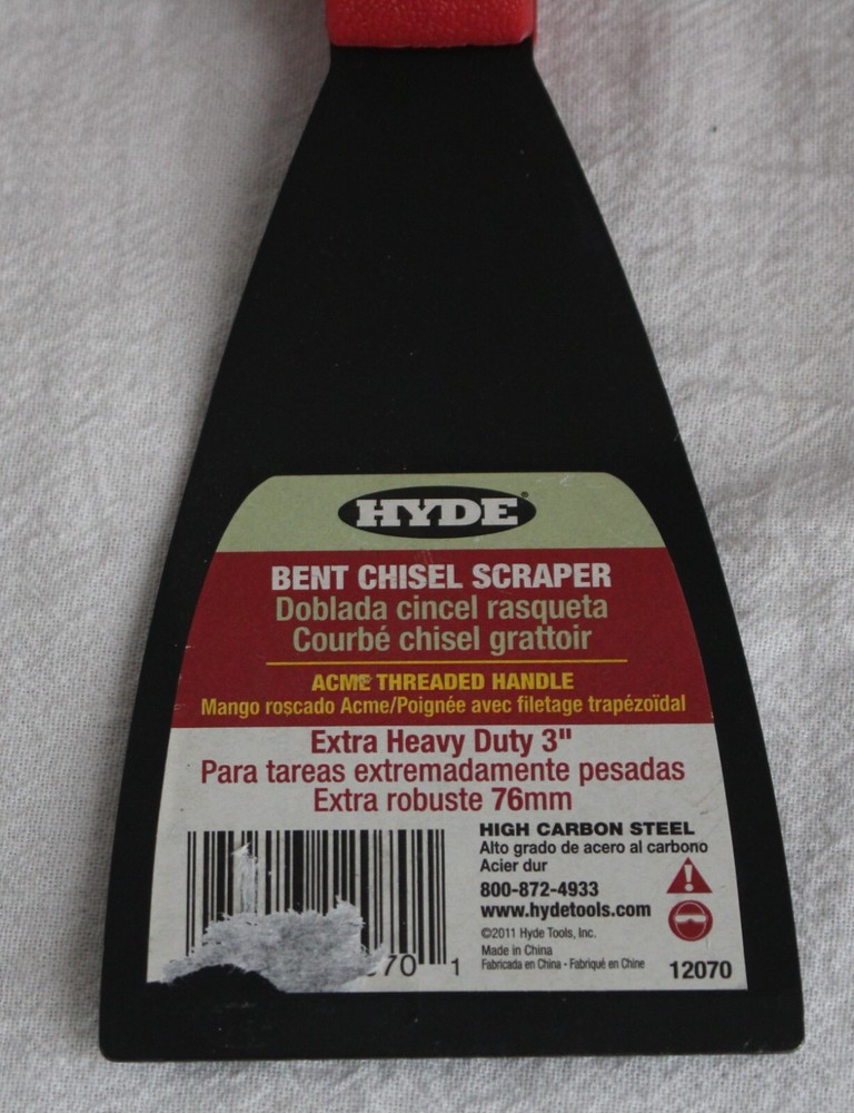 Hyde Bent Chisel Scraper Extra Heavy Duty 3" Acme Threaded Handle