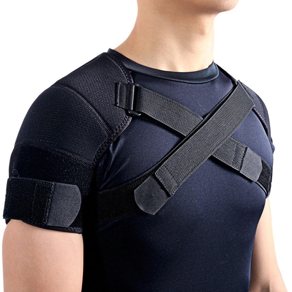 Kuangmi Double Shoulder Support Brace Strap Wrap Neoprene Protector XXL