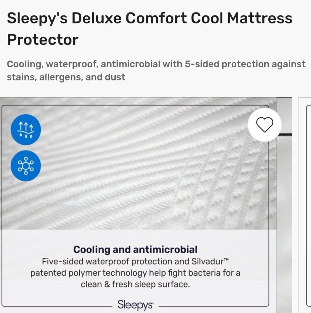 Sleepy's Cooling Waterproof Antimicrobial Five-Sided Mattress Protector White