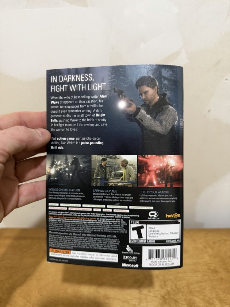 Alan Wake Xbox 360 *CASE ARTWORK ONLY* Authentic Original Replacement