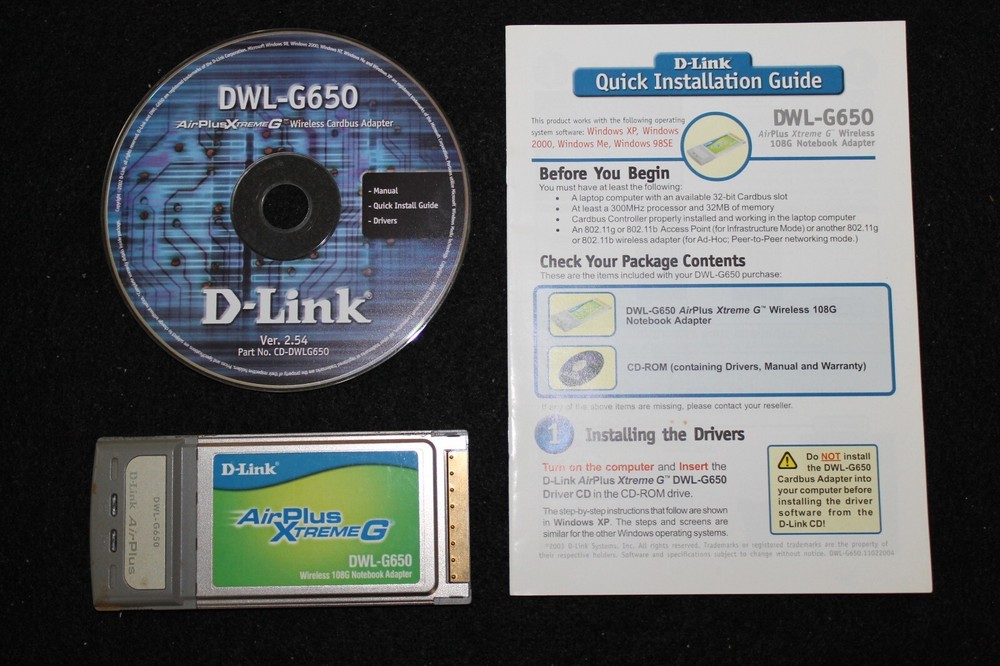 D-Link DWL-G650 AirPlus XtremeG Notebook Adapter