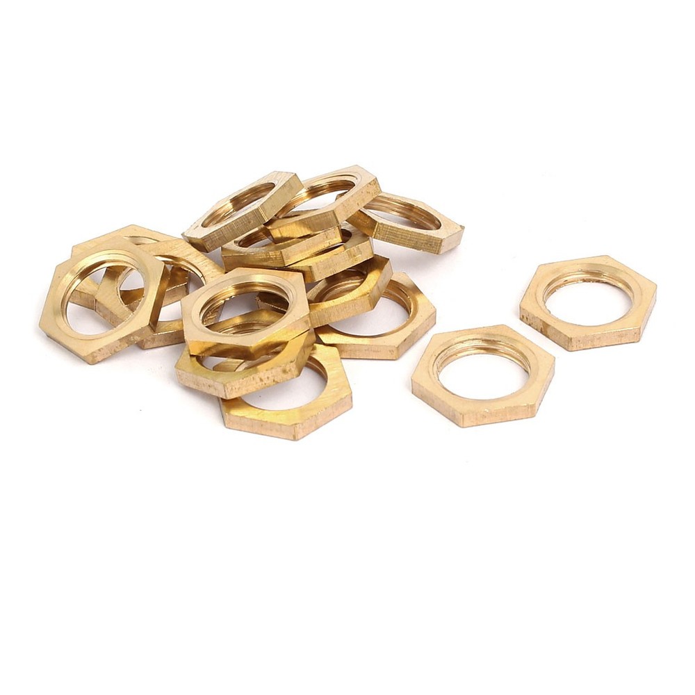 15 Pcs 1/4BSP Female Thread Brass Hex Nut Pipe Fitting Locknut