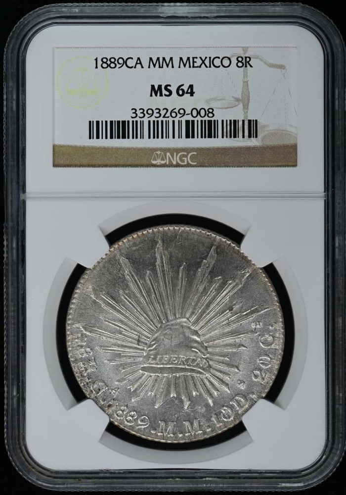 1889CA MM MEXICO 8R NGC MS64