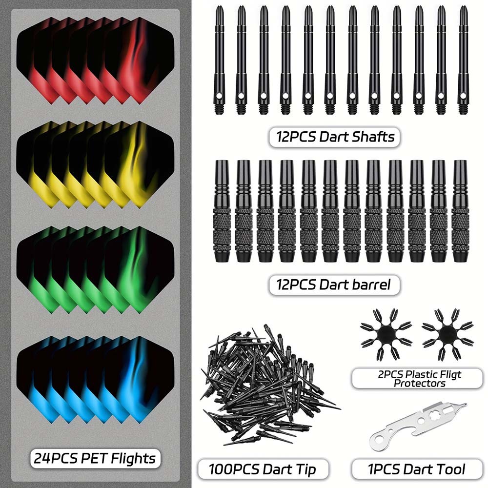 Well-Made Responsive Modern Sleek 12-Piece Replaceable Plastic Soft-Tip Dart Set