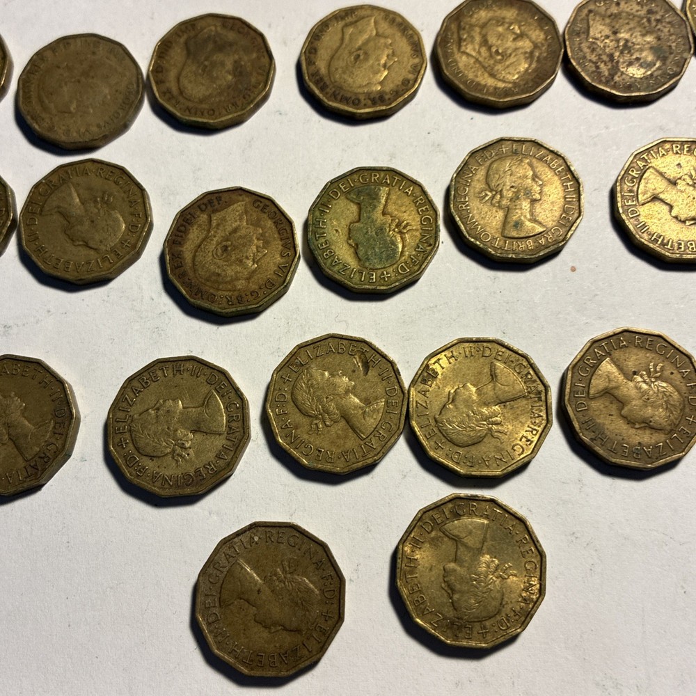 3d Pre Decimal Coins Bundle X 30. 1930’s Thru 60’s. Circulated.