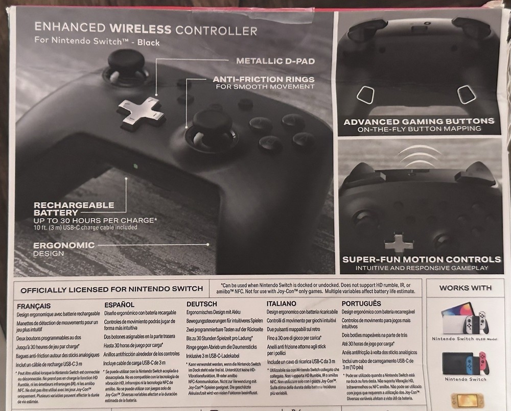 PowerA Enhanced Wireless Controller Black Metallic D-Pad Nintendo Switch