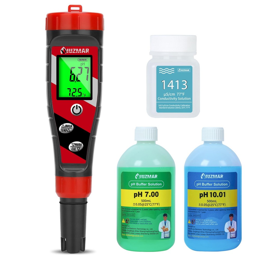UIUZMAR pH Meter for Water Hydroponics and Calibration Solution