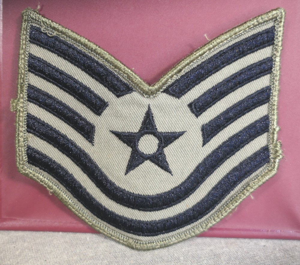 Blue Grey USA Air Force Military E-6 Technical Sergeant Chevron Insignia Patch