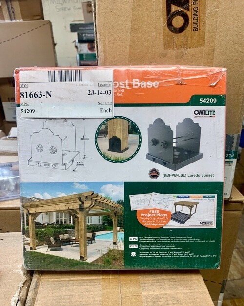 OZCO 54209 Laredo Sunset Lite 8x8 Post Base, (1 per Pack) 