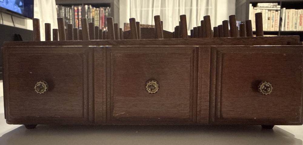 vintage wooden sewing box
