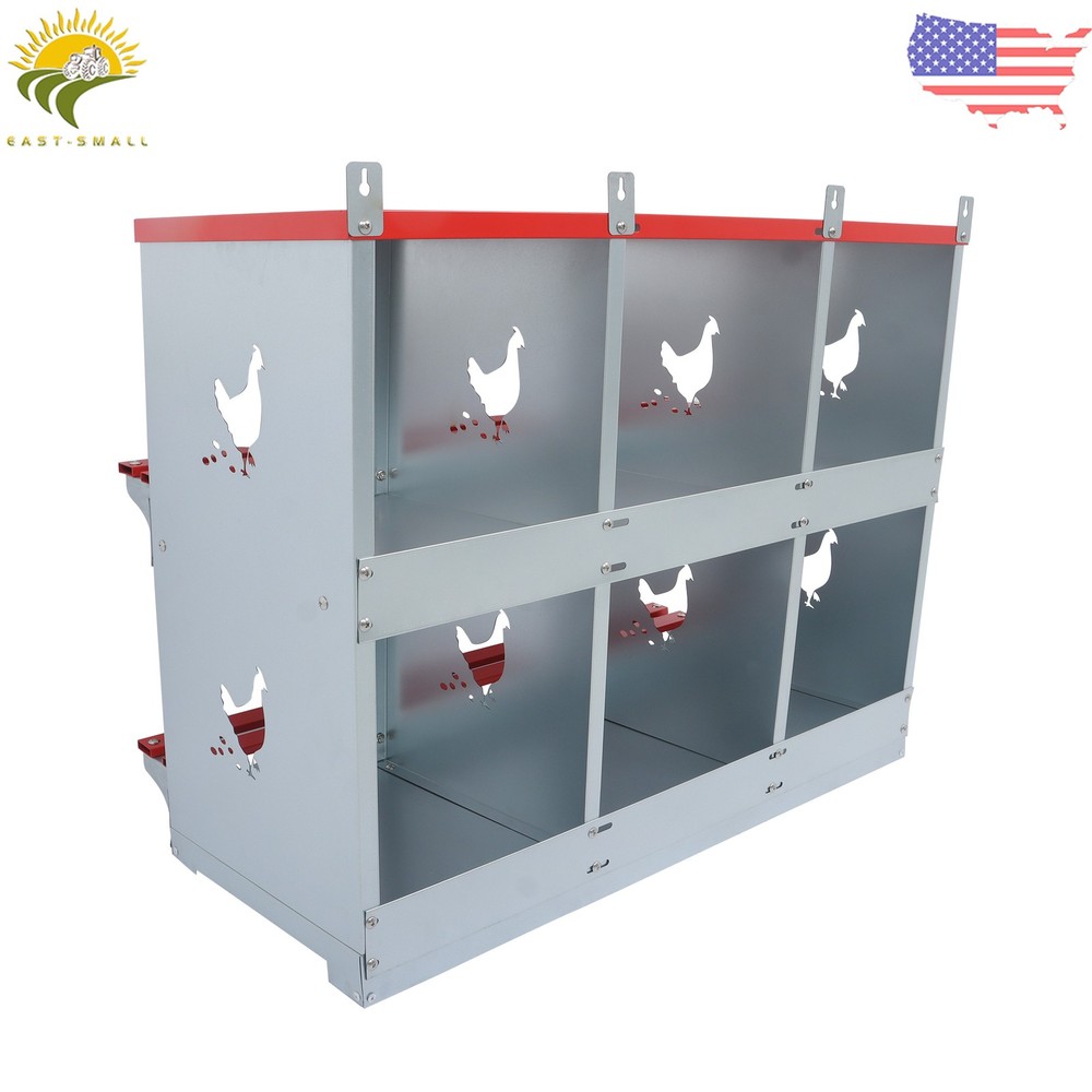 Chicken Laying Boxes 6 Compartment Nesting Boxes for Chickens Galvanized Steel
