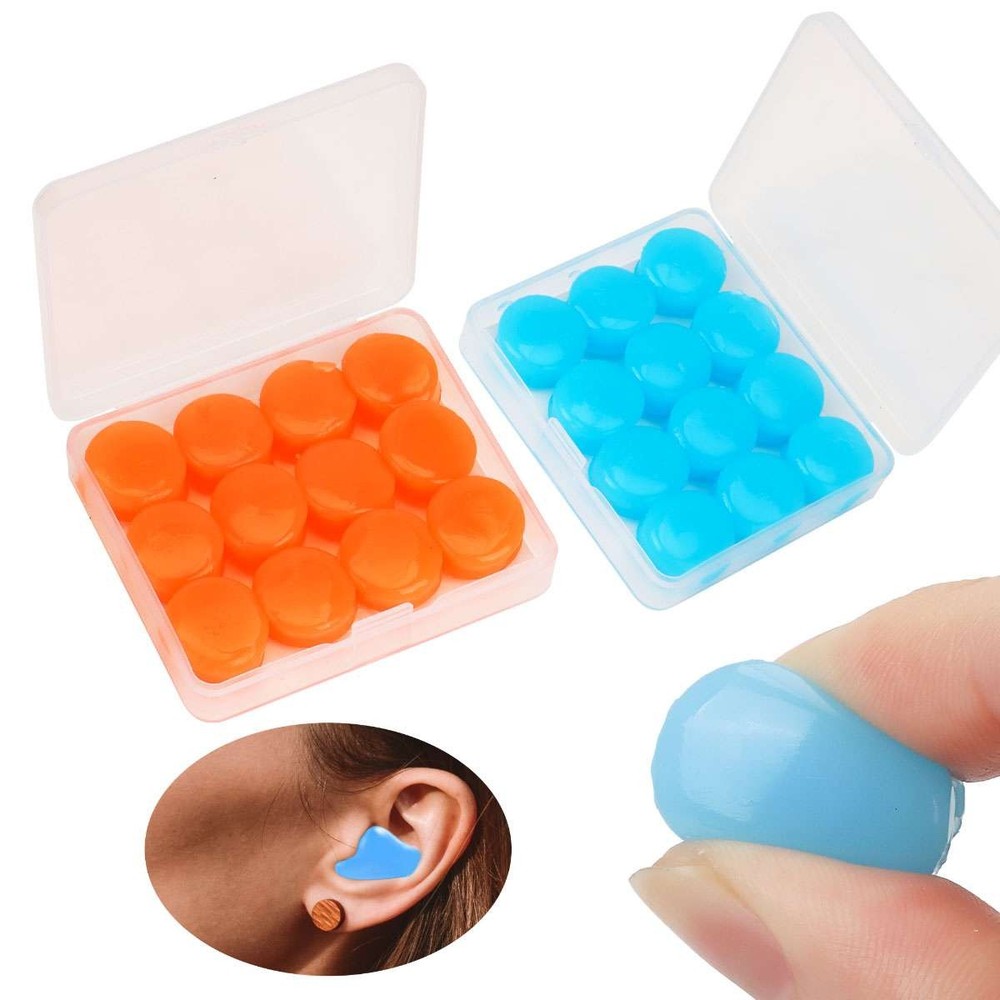 12/24X Reusable Silicone Ear Plug Noise Cancelling Earplug Protector Study Sleep
