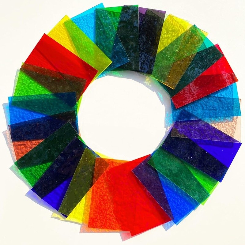 Assorted Colored Stained Glass Sheets Value Pack Mosaic Crafts Projects New