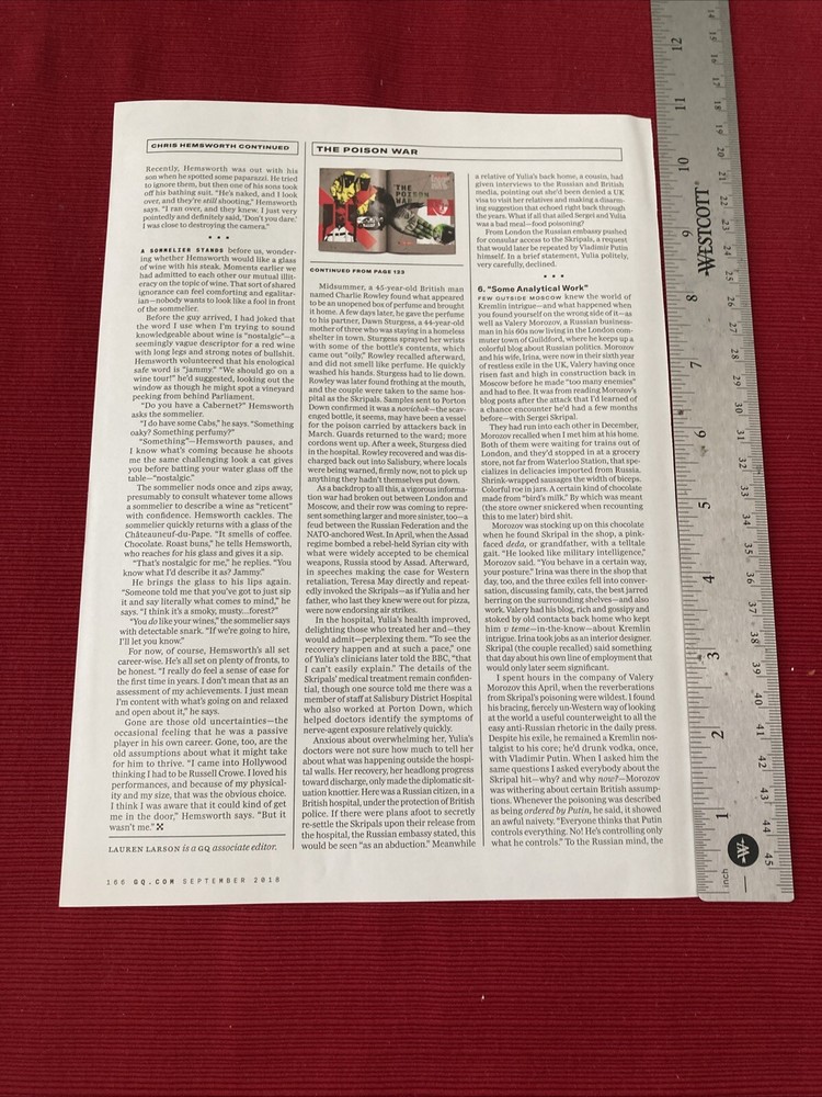 Actor Chris Hemsworth 12-page 2018 Print Article