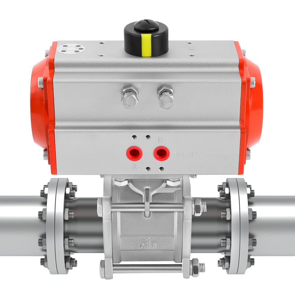 2" Pneumatic Air Actuated Ball Valve Stainless Single Acting Spring Return DN50