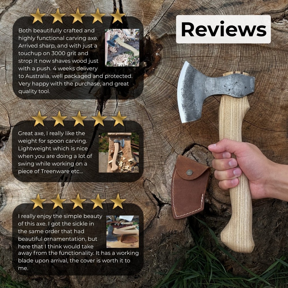 Spoon Carving Axe. Chopping Axe for Woodworking. Sharp Carbon 52100 Blade