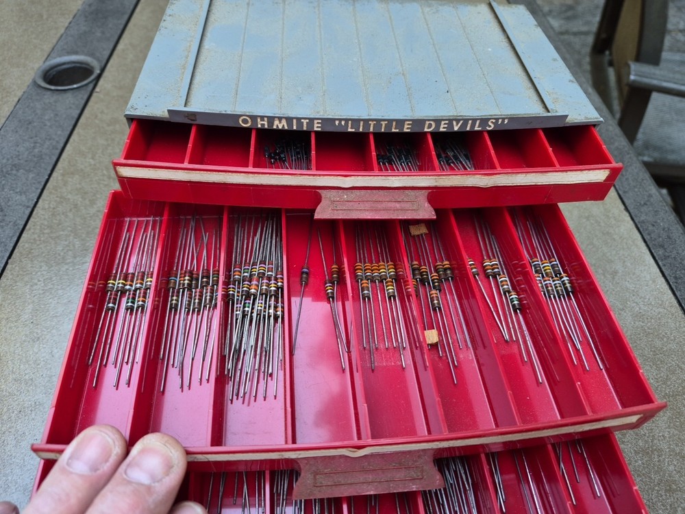 FULL Ohmite Little Devils Case WITH LOTS OF RESISTORS Electronics