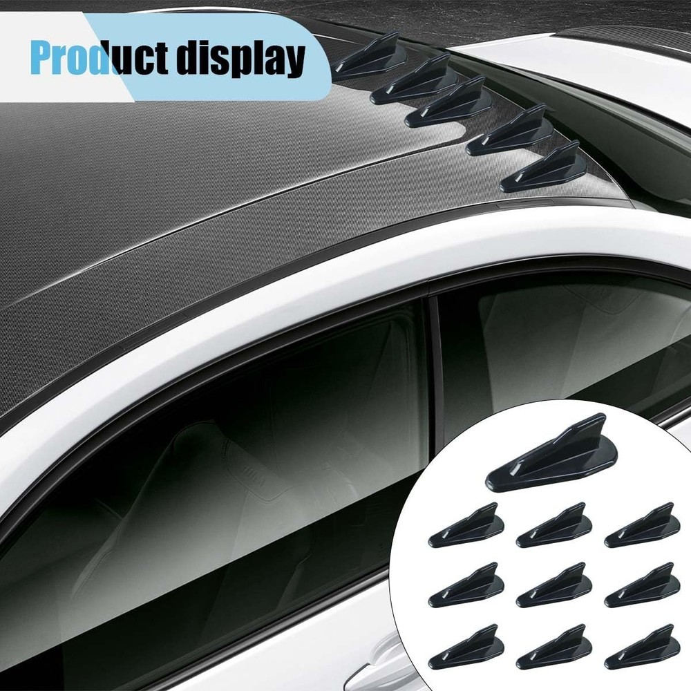 10PCS Rear Diffuser Shark Fin Spoiler Kit, Black Mini Spoiler Roo Color: Black