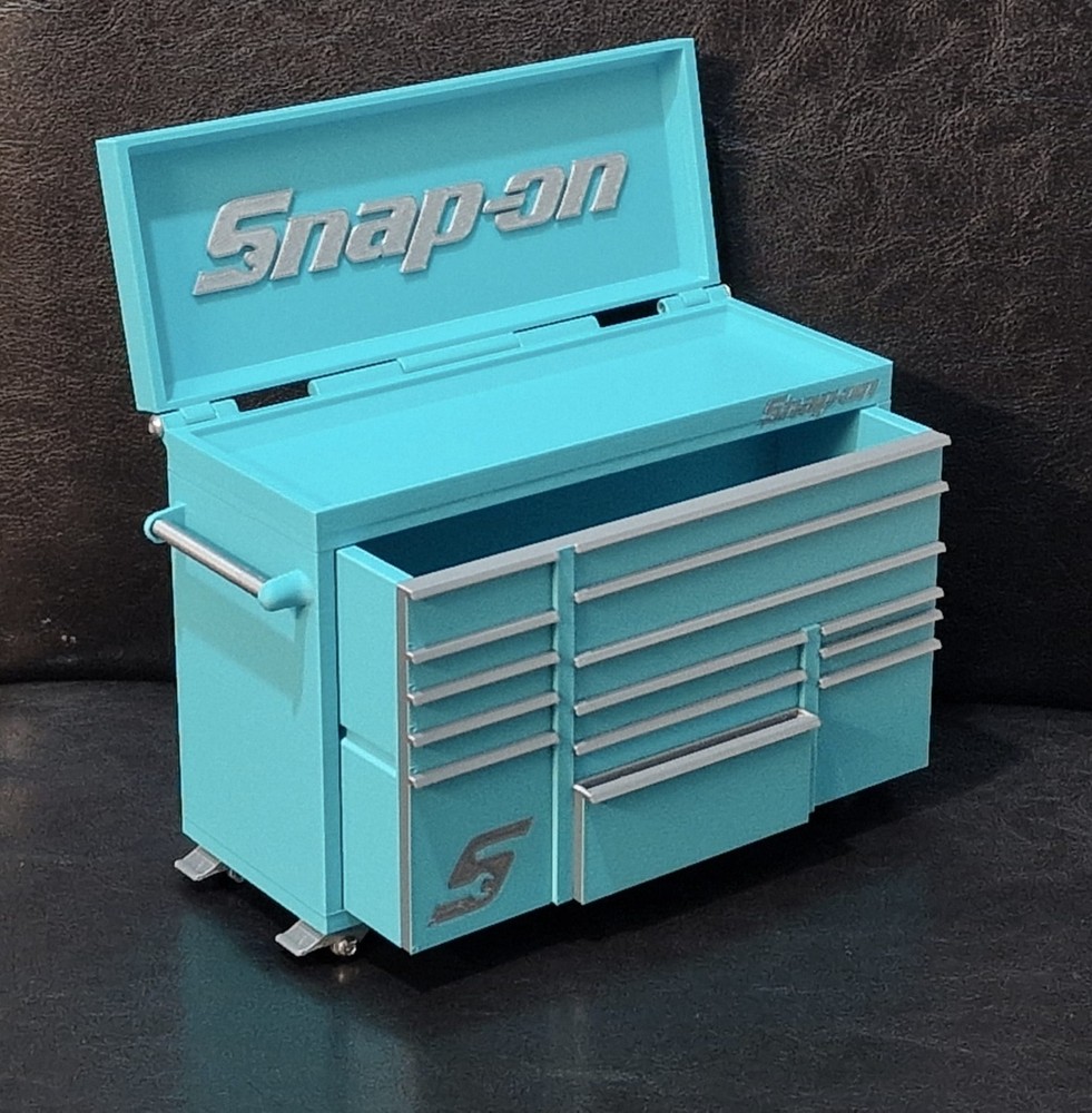 Snap-On Mini High Quality 3D Printed Toolbox (Turquoise) (Silver)