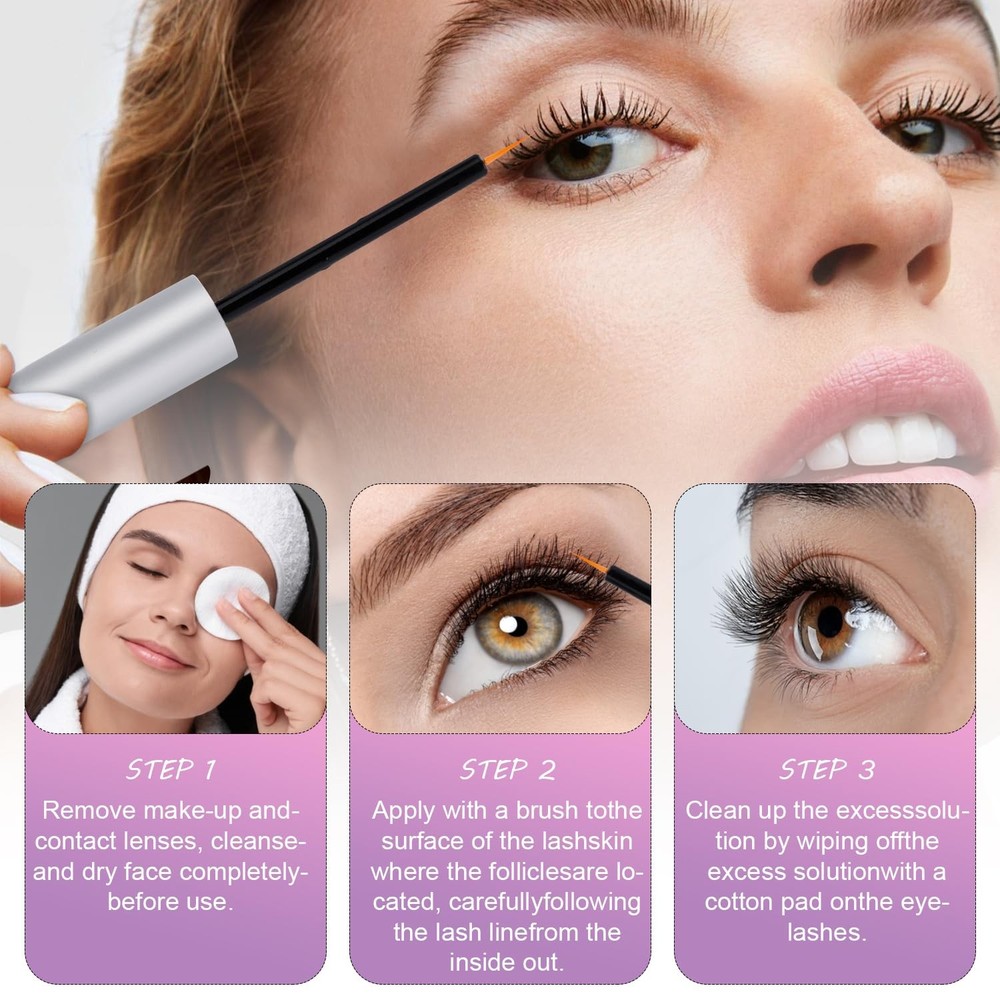 Eyelash Growth for Longer Fuller Thicker Lashes & Brows, Premium Lash Boost E...